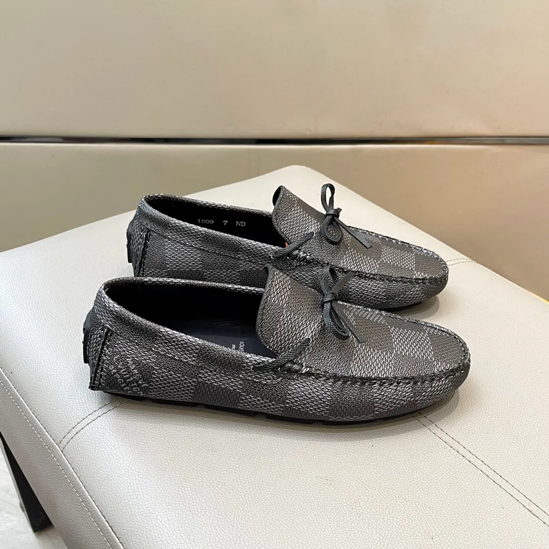 Factory price: 460💰LV men's beanie shoes 2025 official website synchronization <market top version> cowhide grid ➕ black cowhide original packaging. Size 38-45